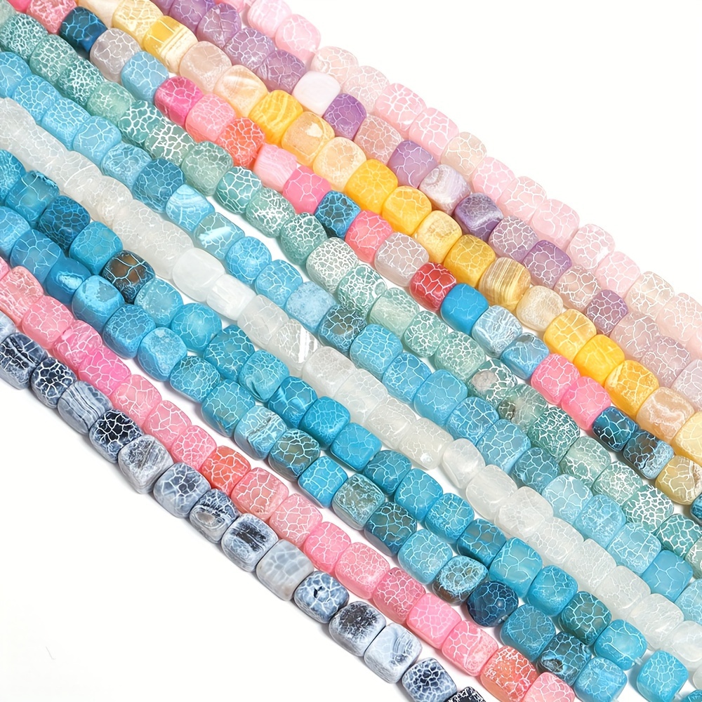 Natural Weathered Square Agate Bead Bracelet for DIY Handmade Weaving